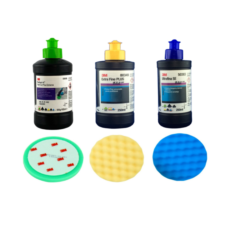 3M Trikolóra Kompletný 250ml set 3 pást a 75mm kotúčov na leštenie laku