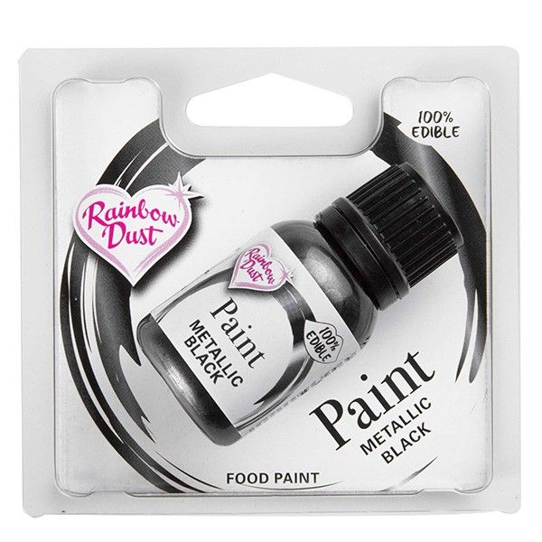 Potravinárska farba metalická Rainbow Dust Čierna, 25 gramov