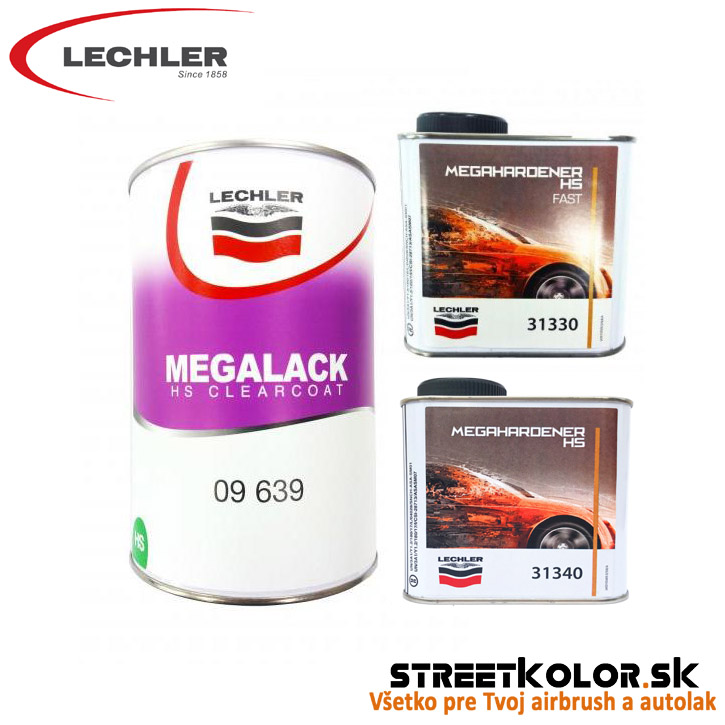 Lechler Megalack HS bezfarebný lak 1l + 0,5l tužidla 2:1 + riedidlo, Vysoký lesk