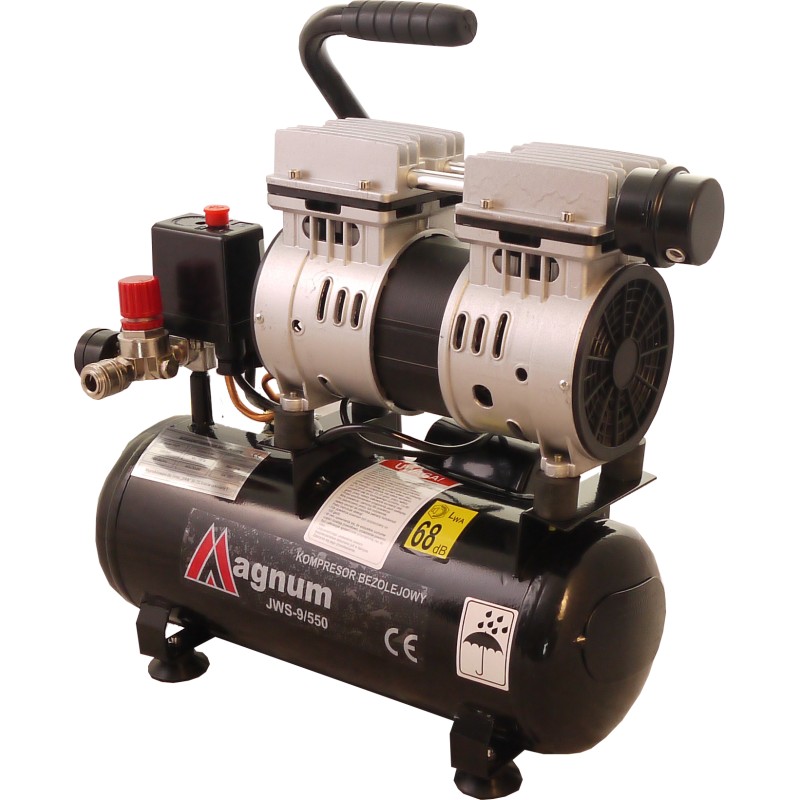 Magnum JWS-9, Bezolejový kompresor, iba 68dB, výkon až 110l/min., zásobník: 9L