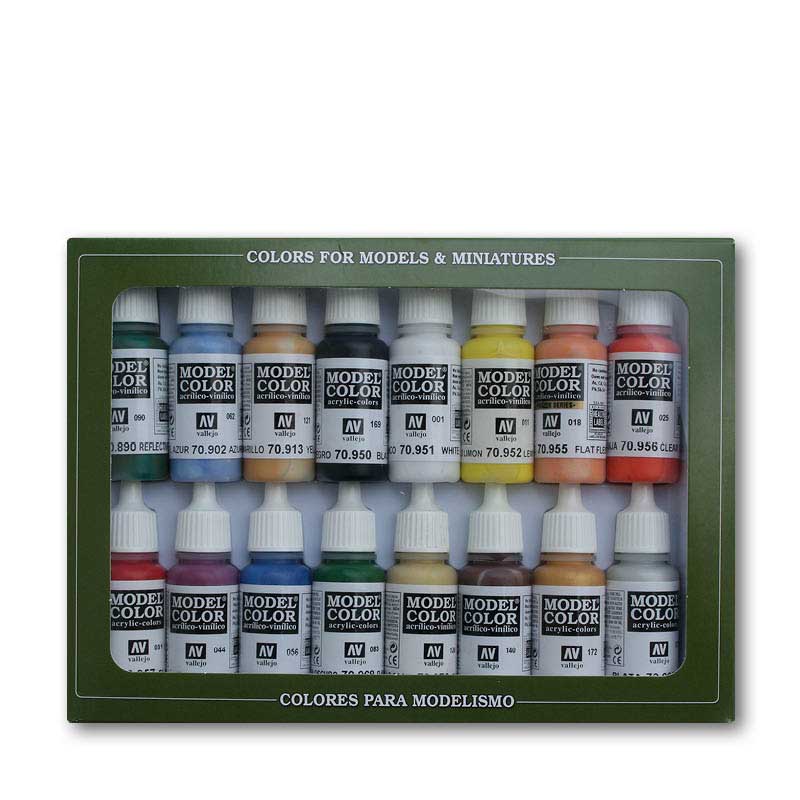 Vallejo 70.140 Model Color Set Basic Colors Usa 16 color Set 17 ml.