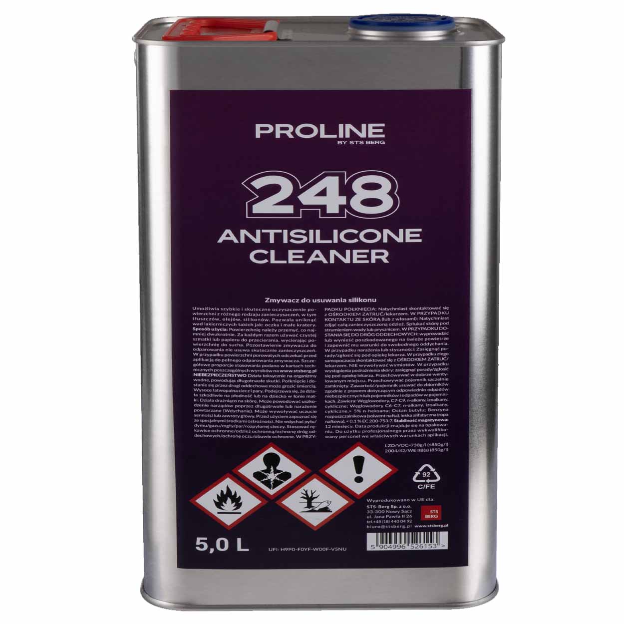 Antisilikón PROLINE 248, Odstraňovač silikónu - odmasťovač, 5 litrov