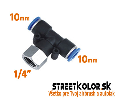 Airbrush T rozvádzač vzduchu 1/4" - 2x10mm