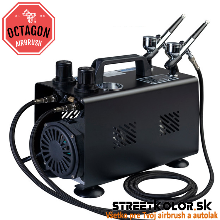 MEGA AKCIA: Airbrush set: Kompresor OCTAGON AS-18TA + 2 x airbrush pištoľ OCTAGON BETA 0,3mm