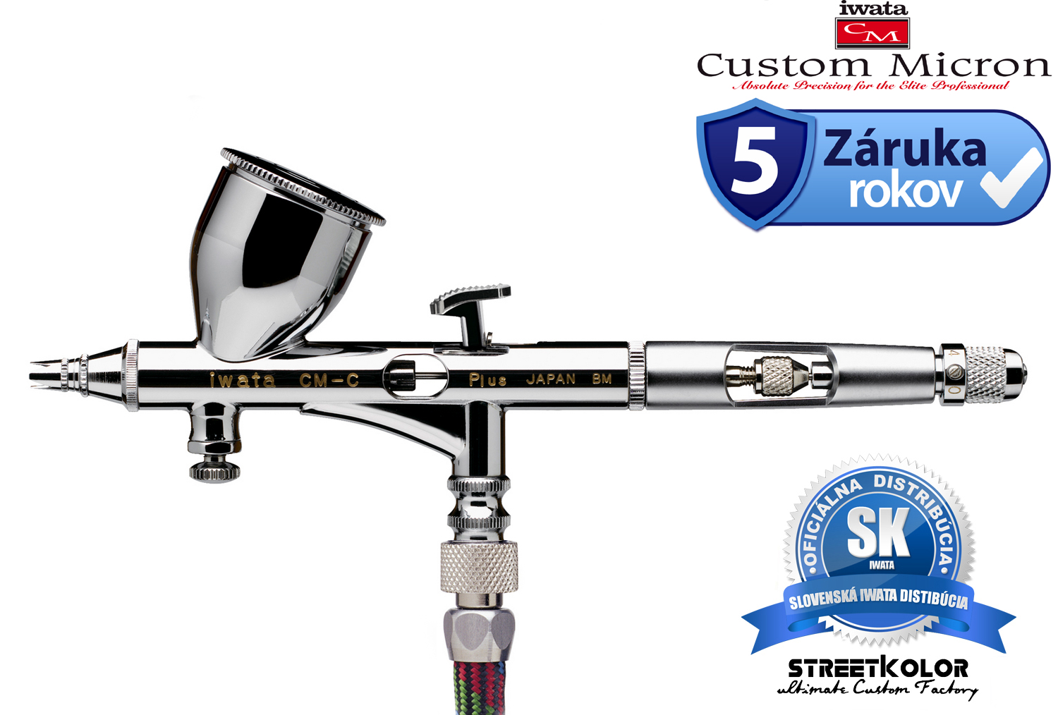 Iwata Custom Micron CM-C2 Plus 0,18mm  airbrush pištoľ RED BOX + 6x60ml CreateX