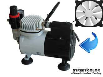 Airbrush kompresor HSENG ® AF18-2 s chladením a ventilátorom