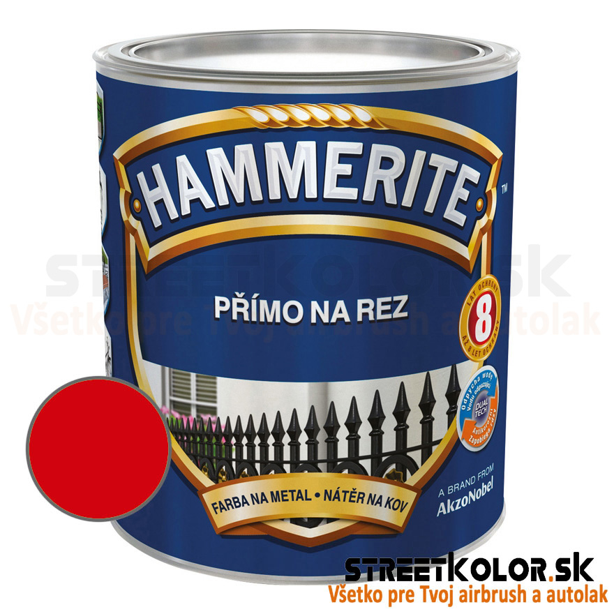 Hammerite Priamo na hrdzu, Červený hladký, 250ml