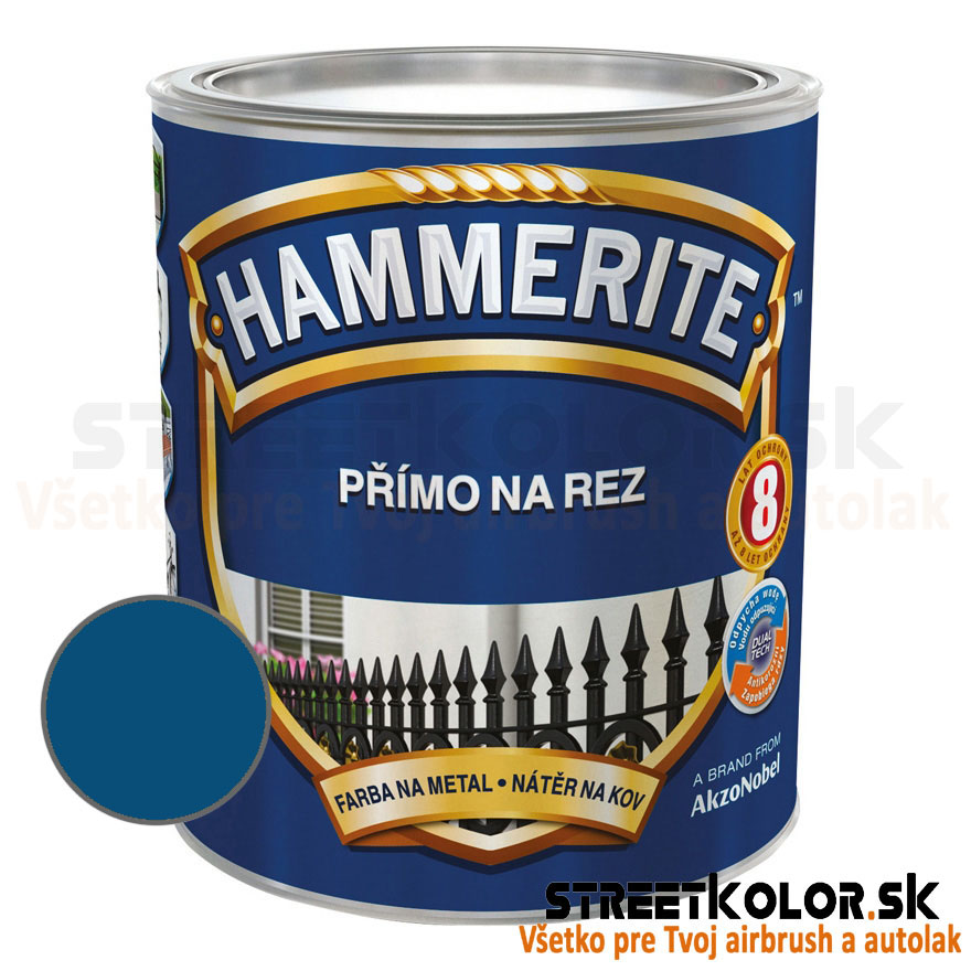 Hammerite Priamo na hrdzu, Modrý hladký, 250ml
