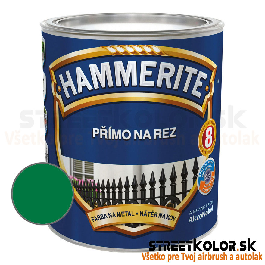 Hammerite Priamo na hrdzu, Zelený hladký, 250ml