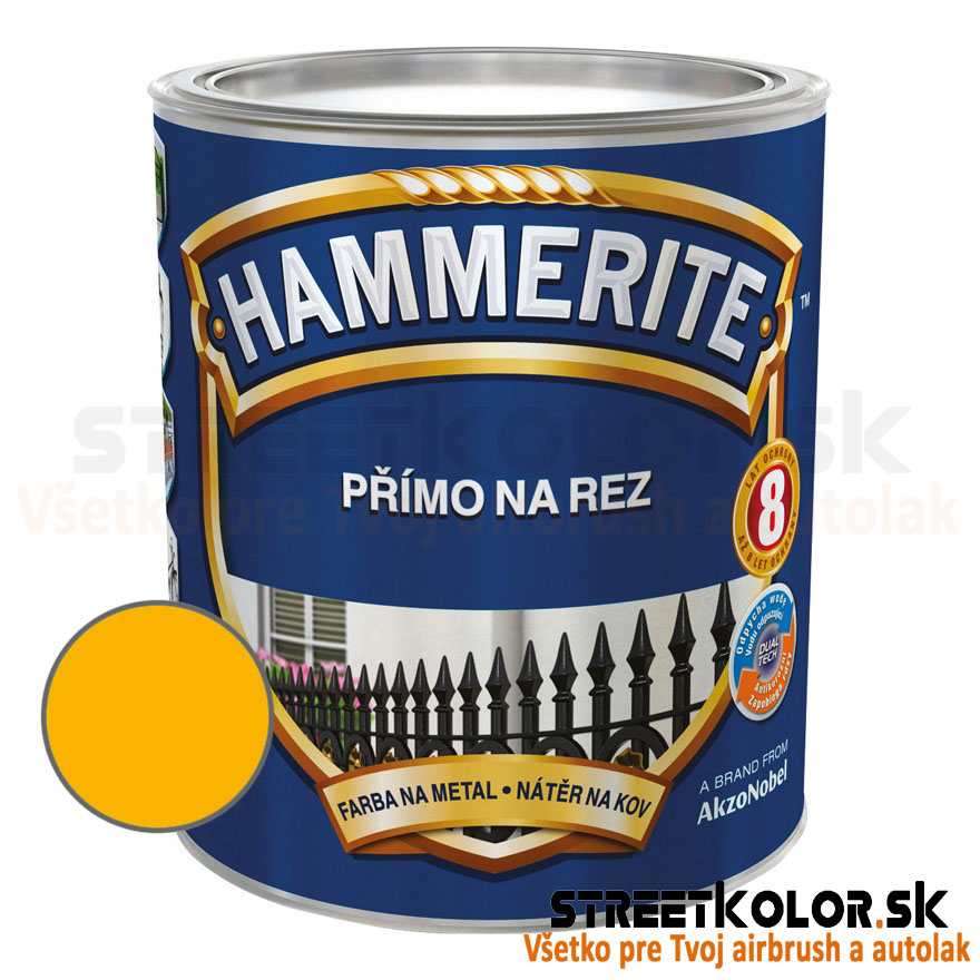 Hammerite Priamo na hrdzu, Žltý hladký, 250ml