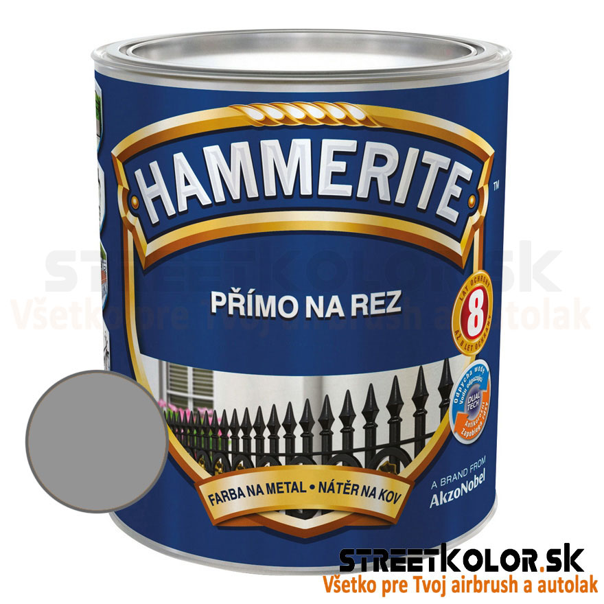 Hammerite Priamo na hrdzu, Strieborný hladký, 250ml