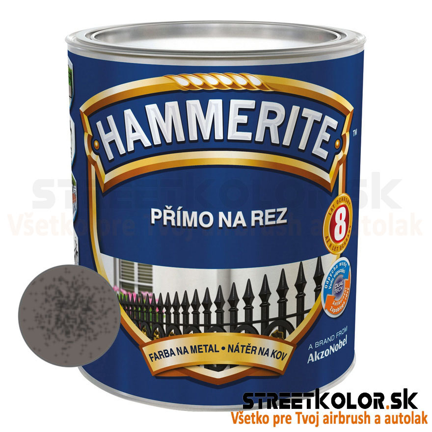 Hammerite Priamo na hrdzu, Sivý kladivkový, 250ml