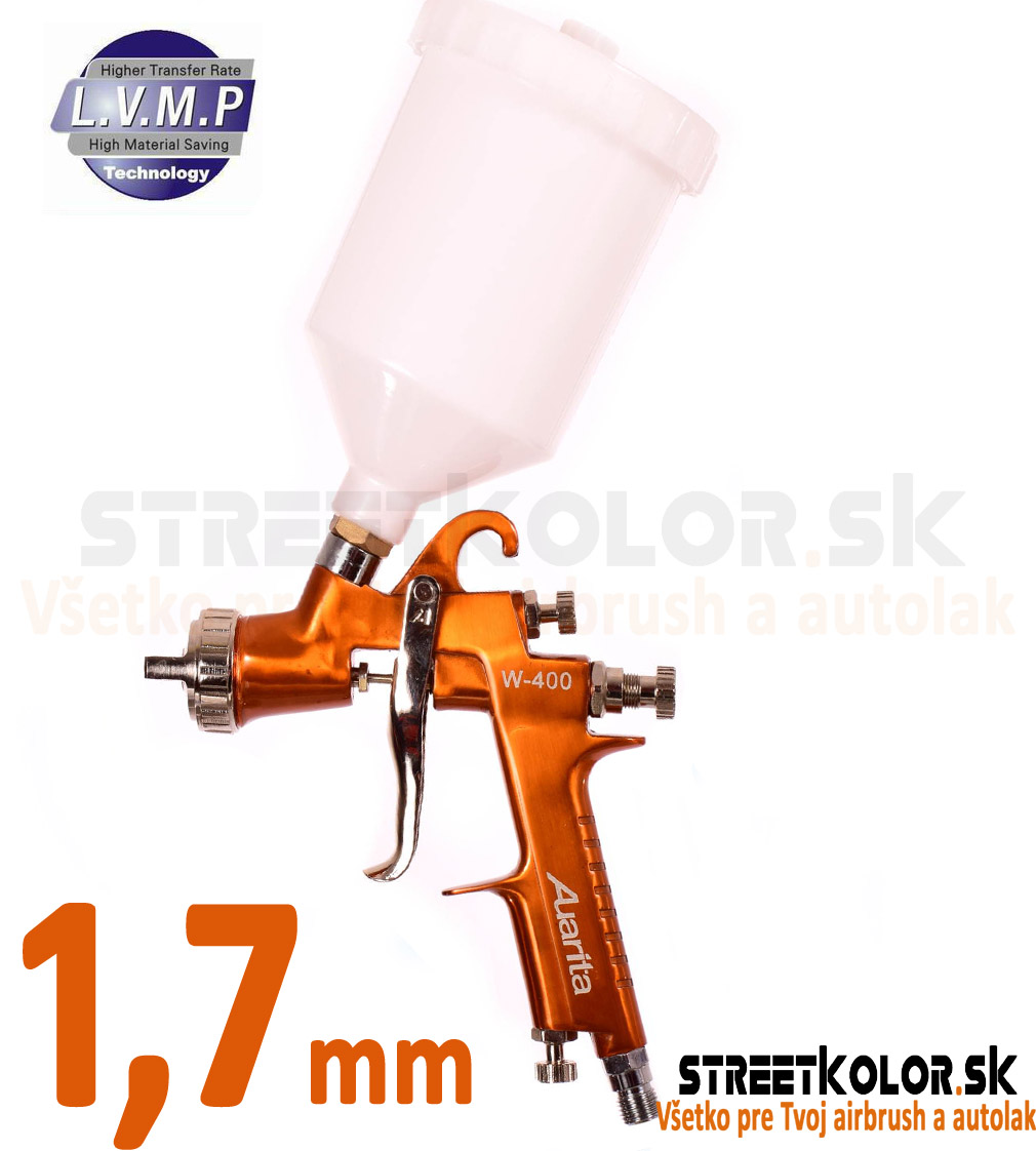 Striekacia pištoľ Auarita W-400 1,7mm LVMP, spotreba vzduchu 156-269l/min.