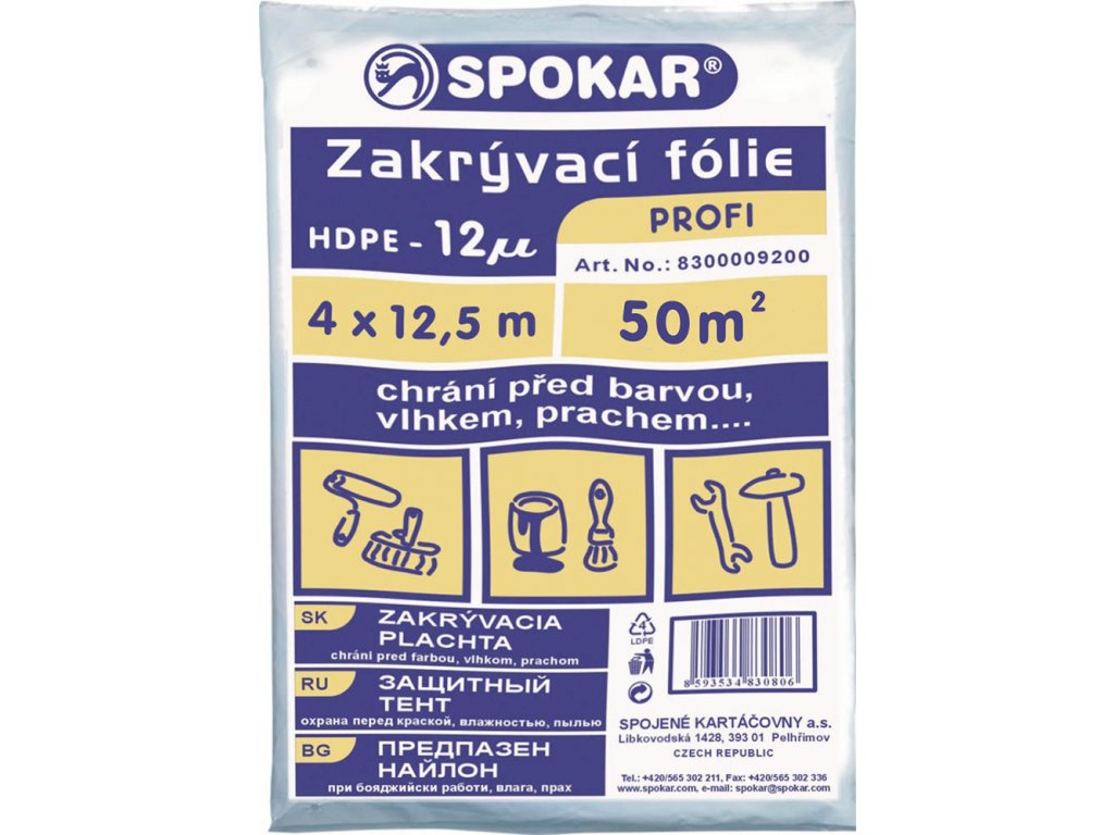 Zakrývacia fólia 4 x 12,5m, Hrúbka 12µm, HDPE