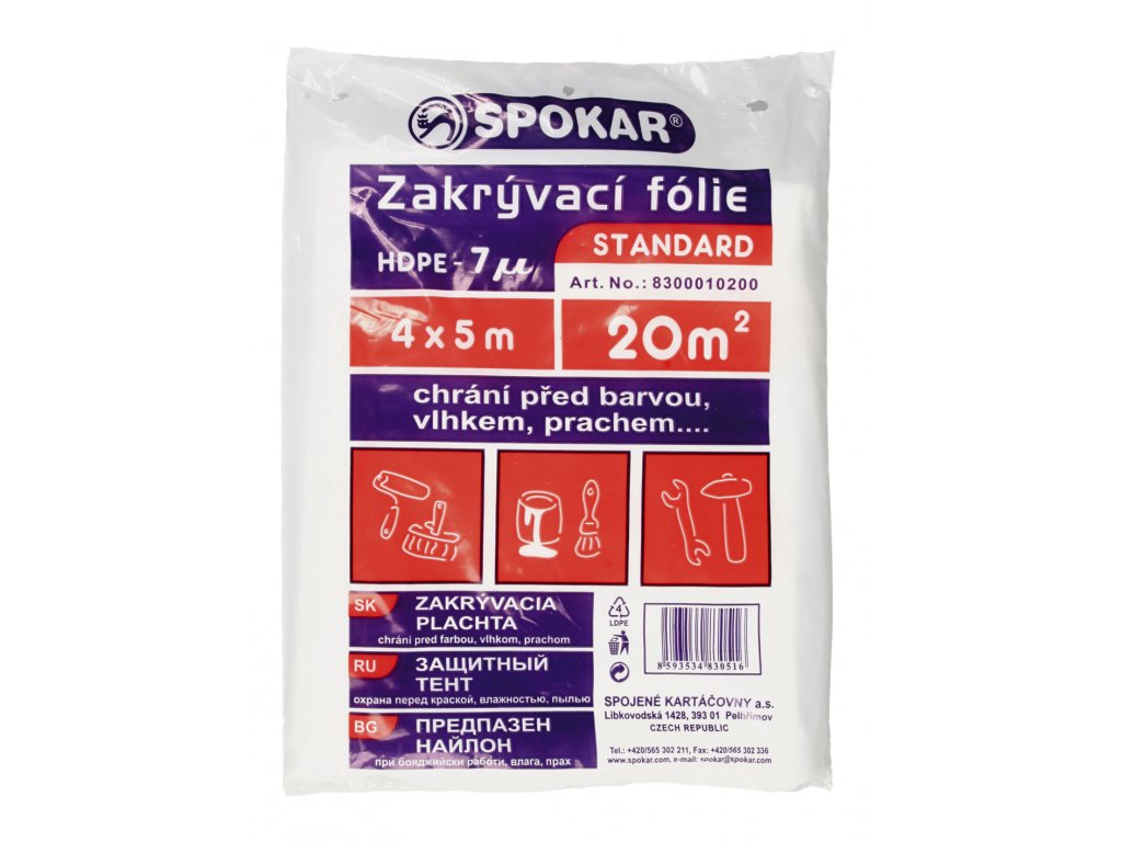 Zakrývacia fólia 4 x 5m, Hrúbka 7µm, HDPE