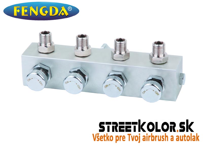 Airbrush rozbočovač s regulátorom 4x1/8" BD-13-4