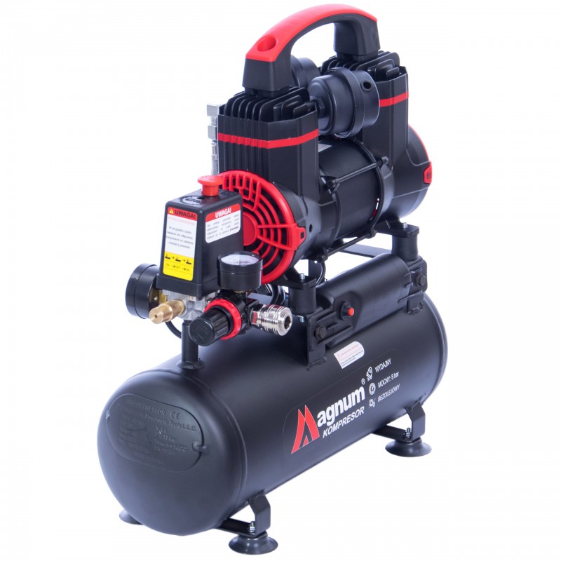 Magnum A08-900, Bezolejový kompresor, 70dB, výkon až 140l/min., zásobník: 9L