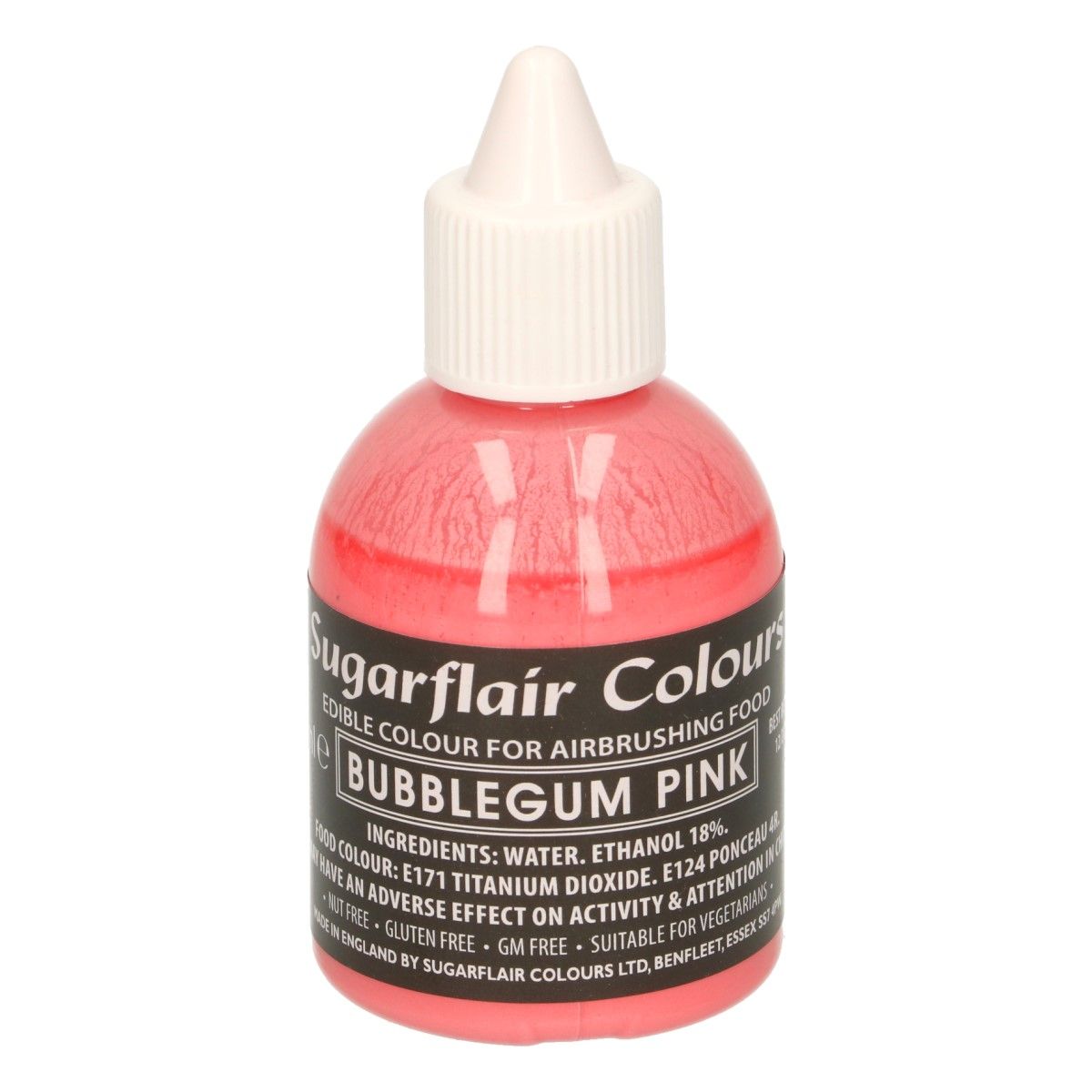 Sugarflair BUBBLEGUM, žuvačková ružová potravinárska airbrush farba, 60ml