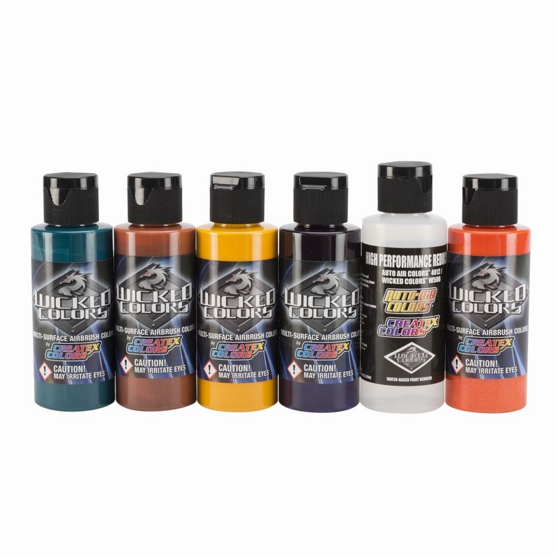 6x60ml Wicked secondary sada airbrush farieb, W104-00