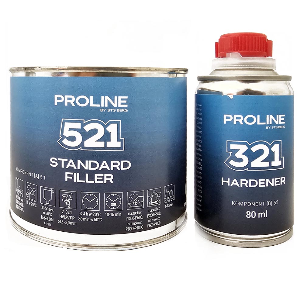 Akrylový plnič sivý PROLINE 521 HS 5:1 0,5L (420 + 80 ml)