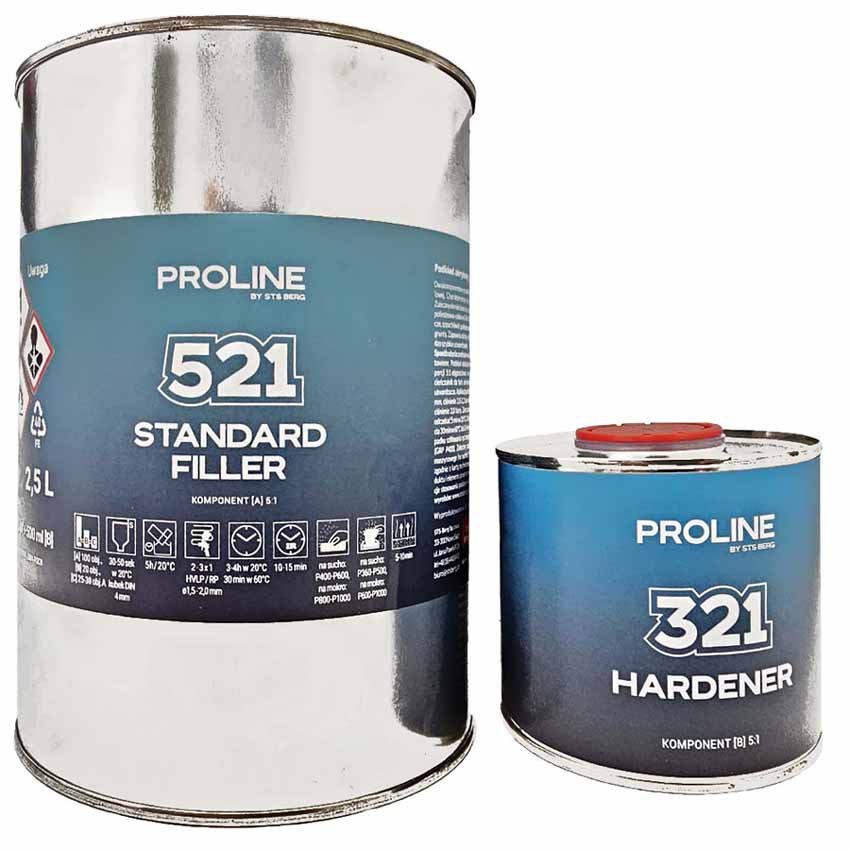 Akrylový plnič biely PROLINE 521 HS 5:1 3L (2500 + 500 ml)