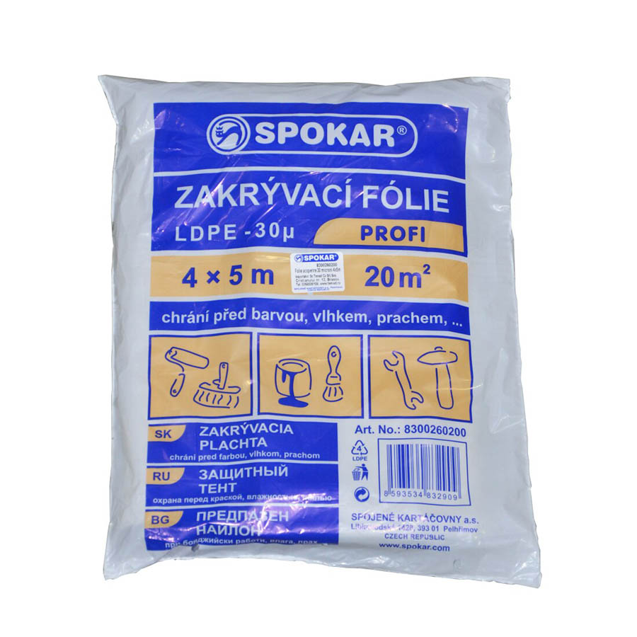 Zakrývacia fólia 4 x 5m, Hrúbka 30µm, HDPE