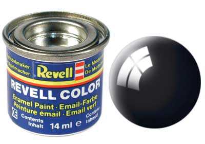 REVELL 07 čierna lesklá syntetická modelárska farba (RAL9005), 14ml