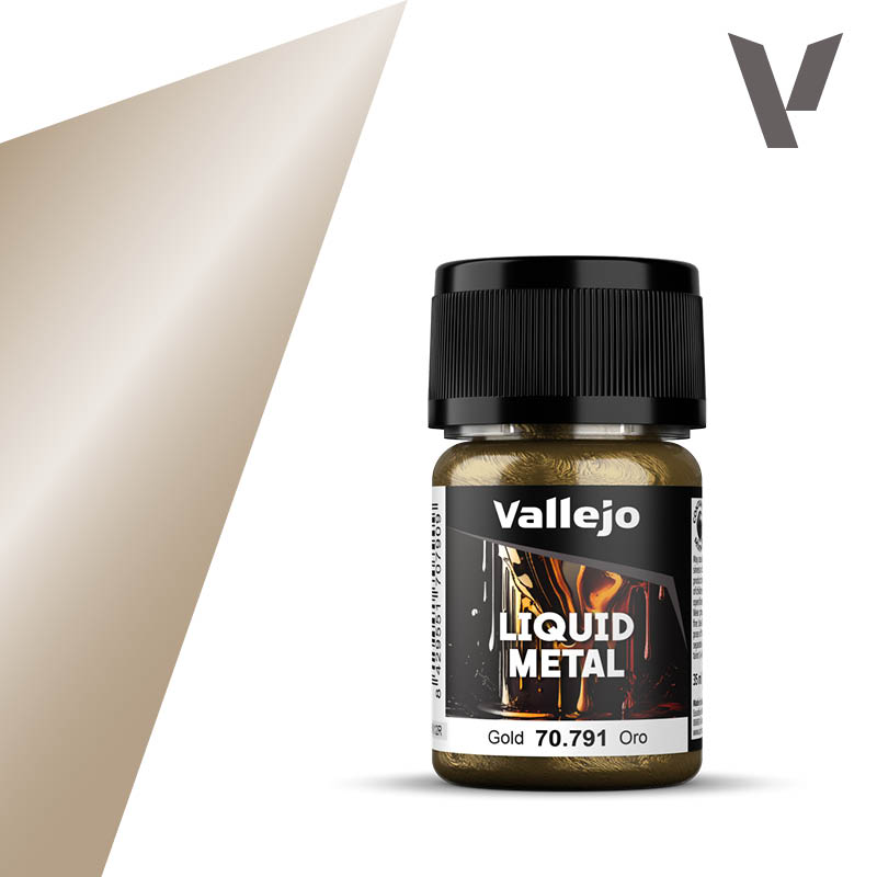 Vallejo 70.791 Liquid Metal Zlatá vysokolesklá airbrush farba 35 ml
