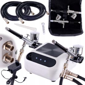 Airbrush set OCTAGON HSA9K WHITE s kompresorom a dvomi airbrush pištoľami s tryskou 0,3mm