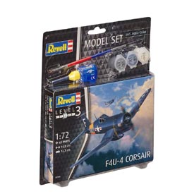 Revell F4U-4 Corsair Model Set lietadlo 1:72, 65 dielov + farby + lepidlo + štetec