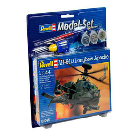 Revell AH-64D Longbow Apache Model Set vrtuľník 1:144, 79 dielov + farby + lepidlo + štetec