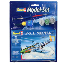 Revell North-American P-51D Mustang Model Set lietadlo 1:72, 34 dielov + farby + lepidlo + štetec