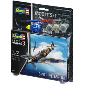 Revell Spitfire Mk.IIa Model Set lietadlo 1:72, 38 dielov + farby + lepidlo + štetec