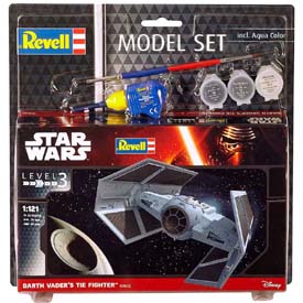 Revell Darth Vader's TIE Fighter Model Set vesmírnej lode 1:121, 21 dielov + farby + lepidlo + štetec