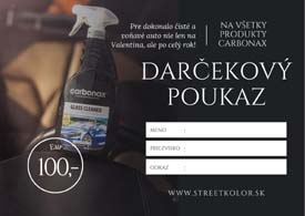 Valentínsky darčekový poukaz na produkty CARBONAX v hodnote 100€