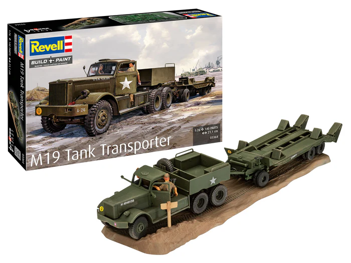 Revell 03364 M19 Tank Transporter plastikový model vojenského vozidla 1:76, 140 dielov
