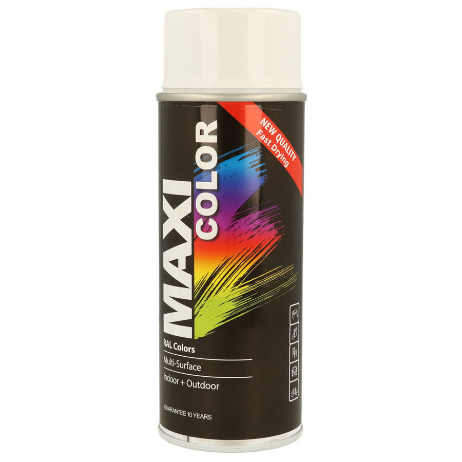 MaxiColor akrylová farba s finálnym lesklým lakom v spreji, RAL9003, Objem: 400ml
