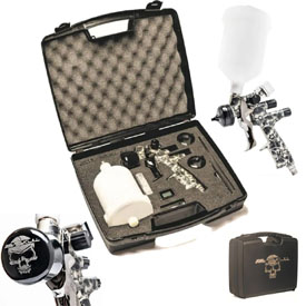 Striekacia pištoľ ANI SKULL/S TMD2 v kufríku 3 v 1 (CLEAR, WB, HVLP) s digitálnym manometrom 1,3 mm tryska - prémiová talianska kvalita