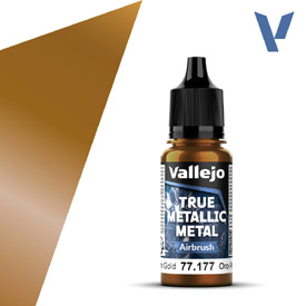 VALLEJO TRUE METALLIC 77.177 Zlatá metalická akrylová airbrush farba 18 ml