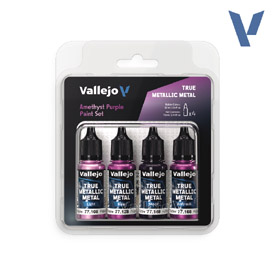 Vallejo 77.255 sada airbrush farieb True Metallic, Odtieň Amethyst Purple, 4x18ml
