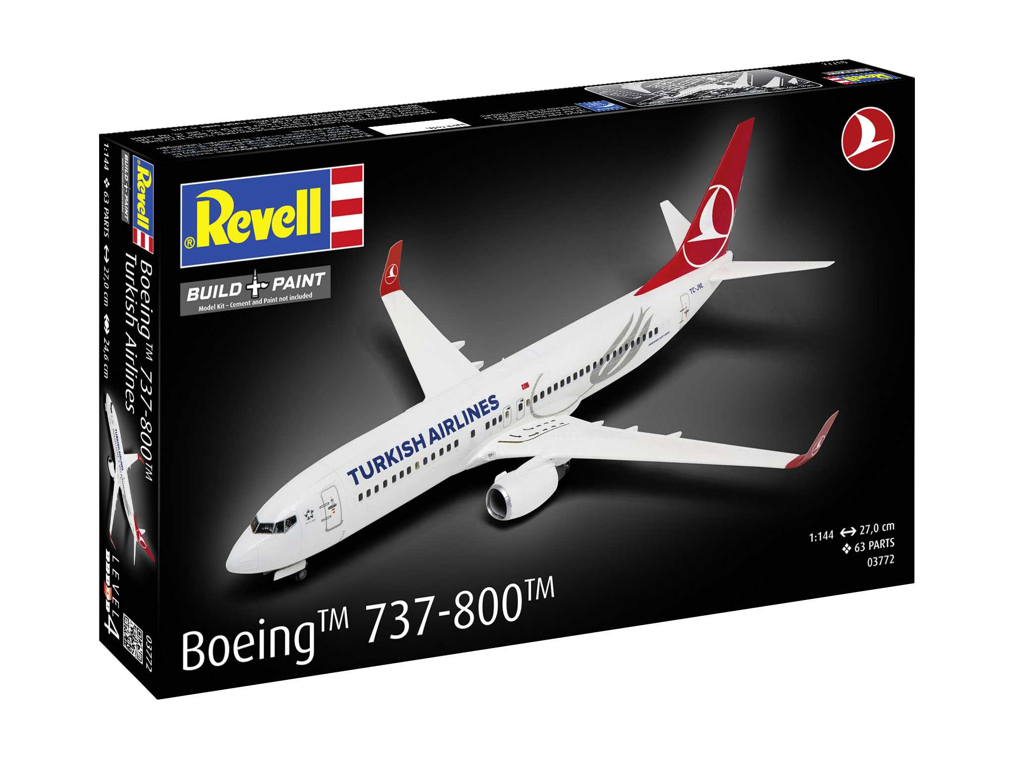 Revell Boeing 737-800  "Turkish Airlines" Model Set lietadlo 1:144, 63 dielov