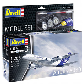 Revell Airbus A380 Model Set lietadlo 1:288, 47 dielov  + farby + lepidlo + štetec