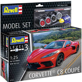 Revell Corvette C8 Coupé Model kit Auto 1:24, 144 dielov + farby + lepidlo + štetec