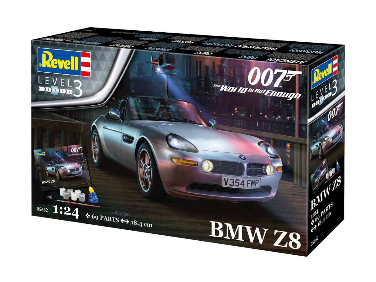 Revell 05662 BMW Z8 James Bond 007 "The World Is Not Enough" Gift Set plastikový model auta 1:24, 69 dielov