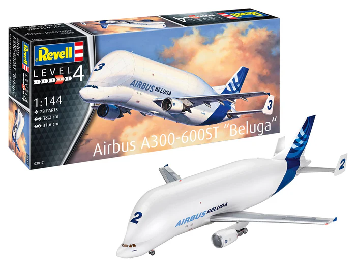 Revell 03817 Airbus A300-600ST Beluga plastikový model lietadla 1:144, 78 dielov