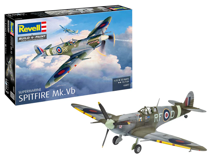 Revell 03897 Supermarine Spitfire Mk.Vb plastikový model lietadla 1:72, 42 dielov