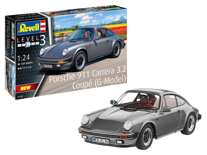 Revell 07688 Porsche 911 Carrera 3.2 Coupe plastikový model auta 1:24, 109 dielov