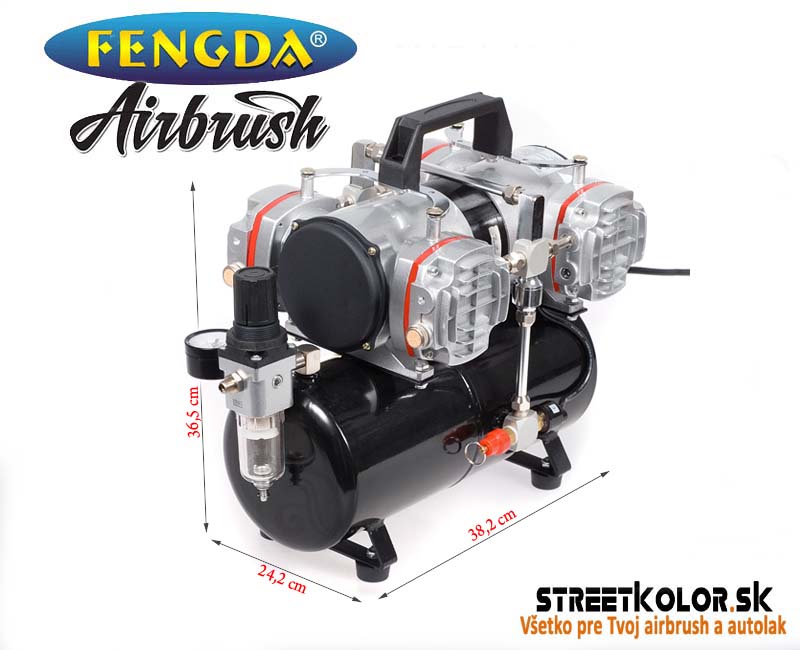 Výkonný štvorpiestový airbrush kompresor FENGDA ® AS-48A
