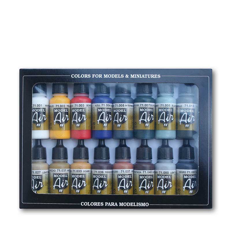 16x17ml Vallejo Model Air 71.178 základná sada airbrush farieb