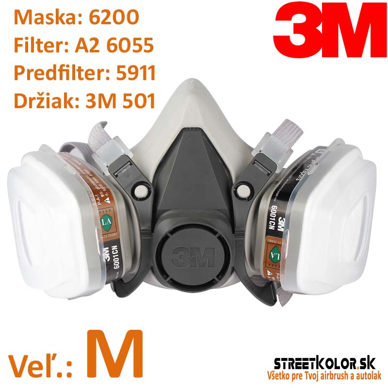 3M™ Polomaska 6200, filter 6055 A2, predfilter 5911, držiak predfiltra 501